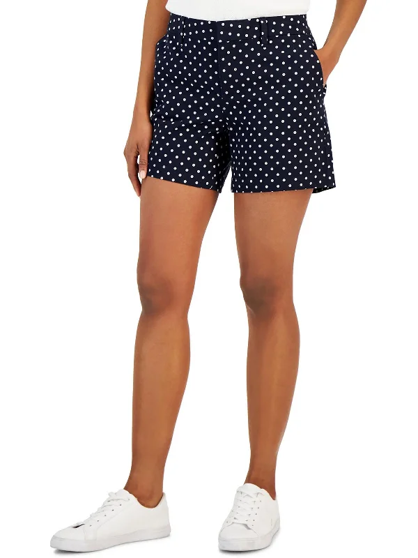 Designer Style Womens High Rise Polka Dot Flat Front