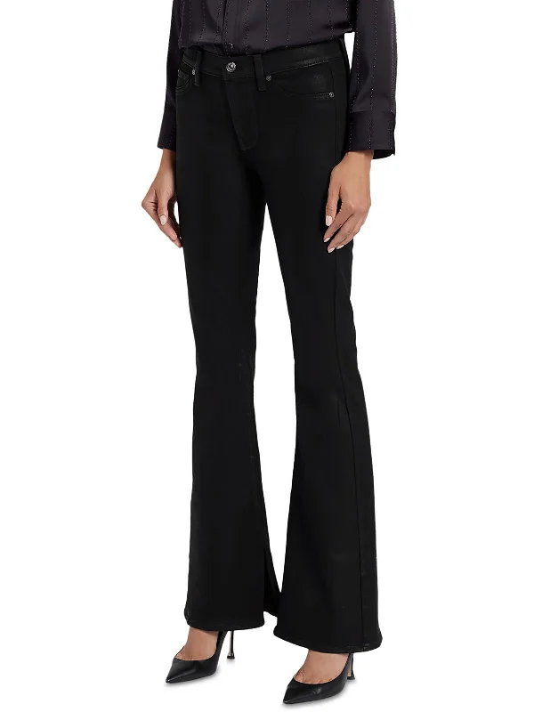 High-end Fabrics Womens High Waist Split Hem Flared Jeans