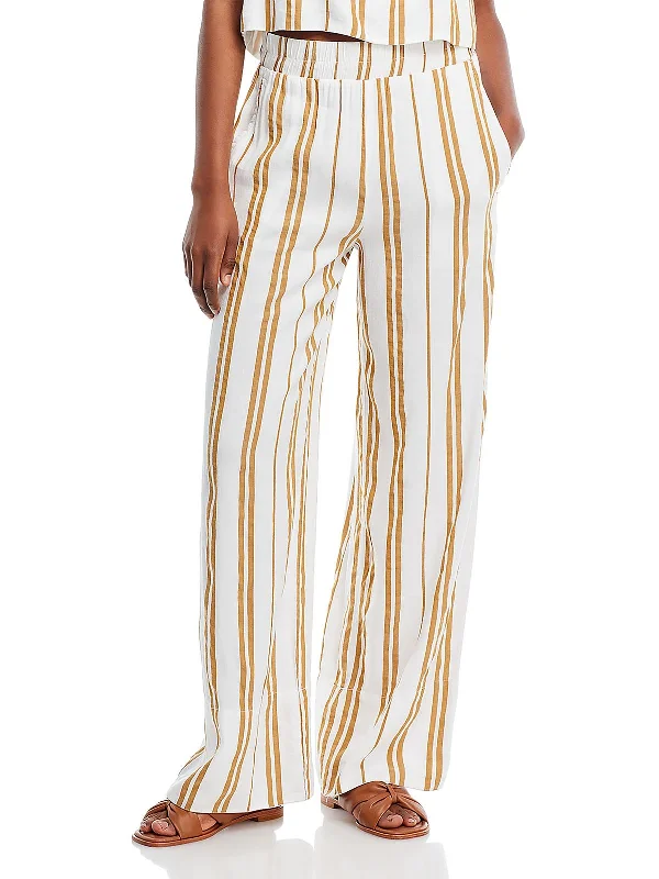 Fashion Must-have Womens Linen Striped Wide Leg Pants