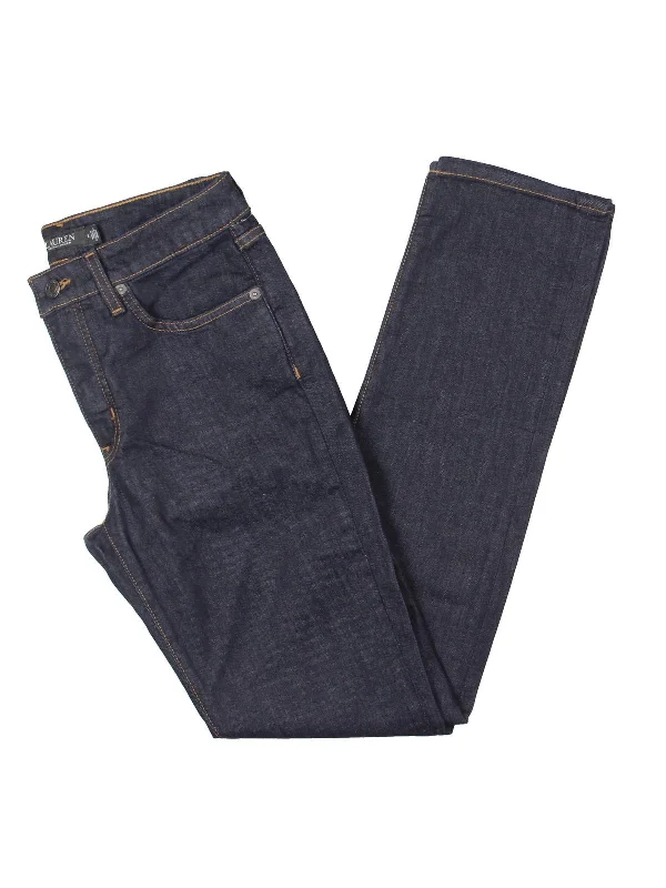 Elegant Temperament Womens Mid Rise Demin Straight Leg Jeans