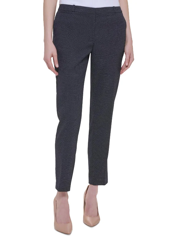 Personalized Clothing Womens Mid-Rise Polka Dot Straight Leg Pants