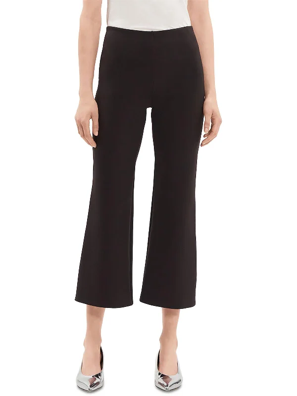Stretch Design Womens Mid-Rise Scuba Cropped Pants