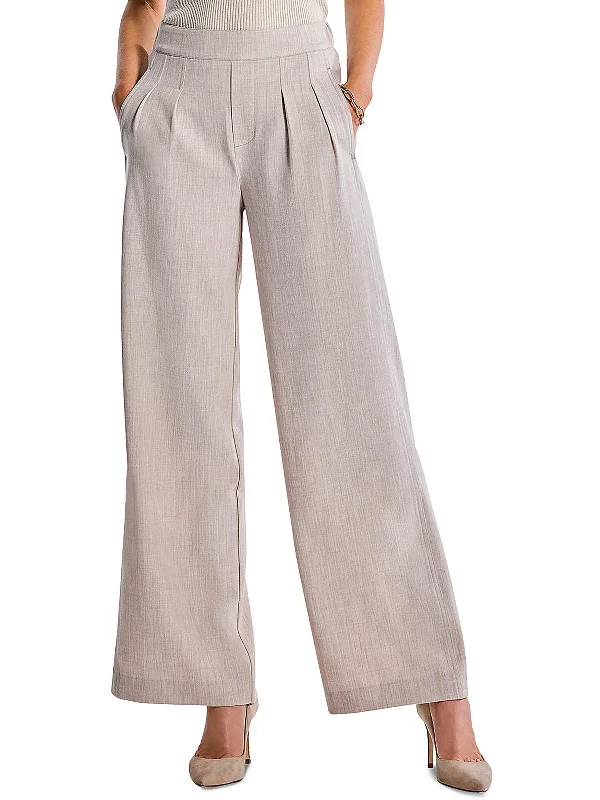 Short Design Womens Twill Office Wide Leg Pants