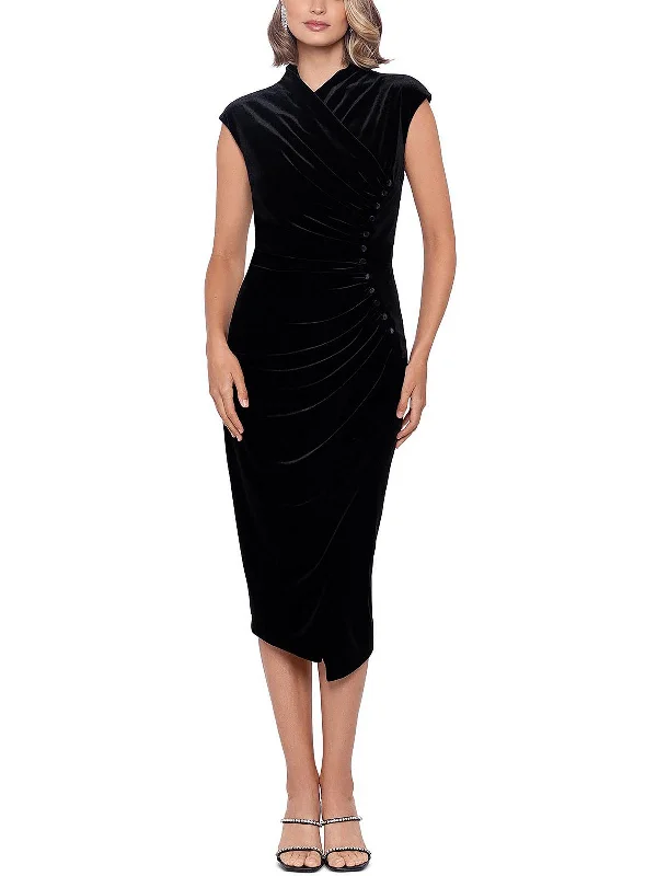 Warm Atmosphere Womens Velvet Long Cocktail and Party Dress