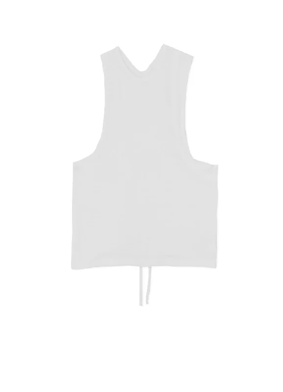 Elegant And Simple COTTON/LINEN PLAIN STITCH WIDE ROUND NECK TANK TOP