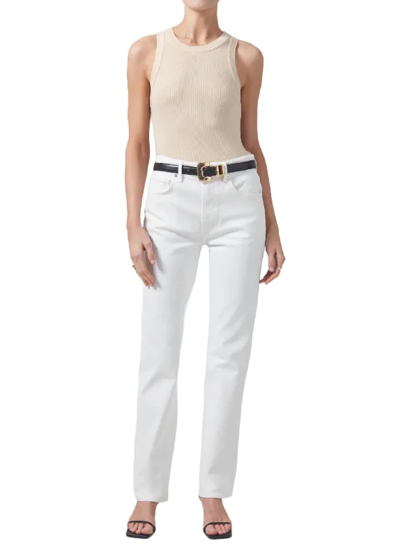 Slightly Flared Design Zurie Straight Leg Jean In Soft White