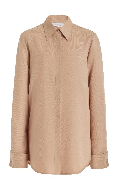 Outdoor Trend Etlin Shirt in Camel Virgin Wool Twill