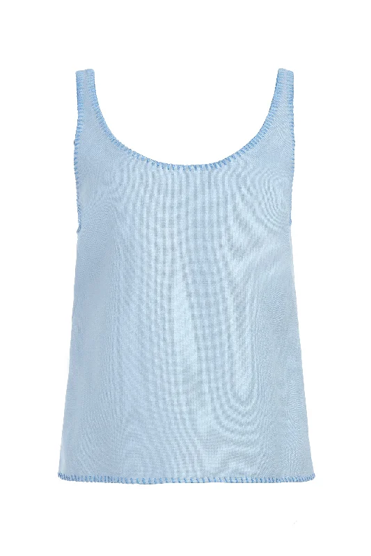 Carefree Style Muriel Tank Top in Stone Blue Silk Virgin Wool